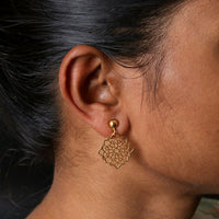 Gold-Plated Hanging Cutwork Earrings-2