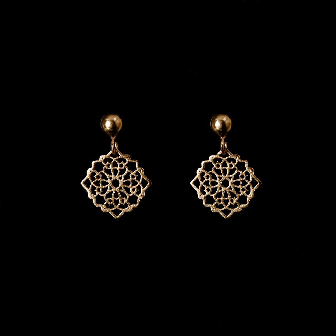 Gold-Plated Hanging Cutwork Earrings-2