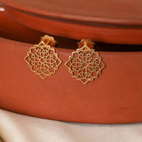 Gold-Plated Cutwork Earrings-3