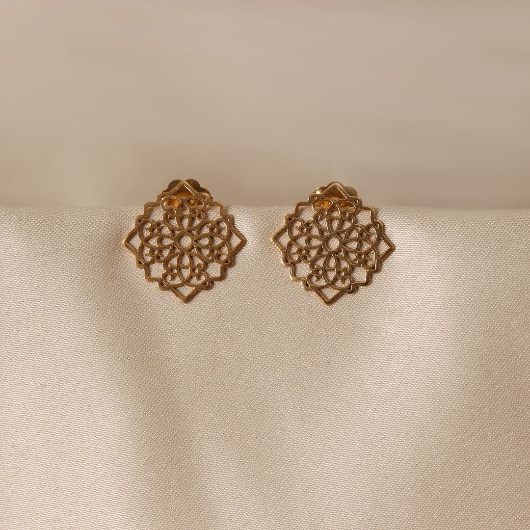 Gold-Plated Cutwork Earrings-1