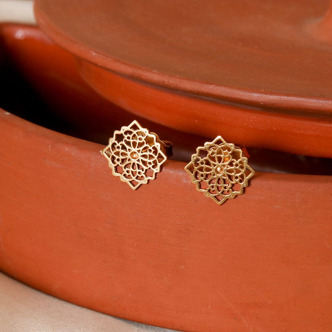 Gold-Plated Cutwork Earrings-2