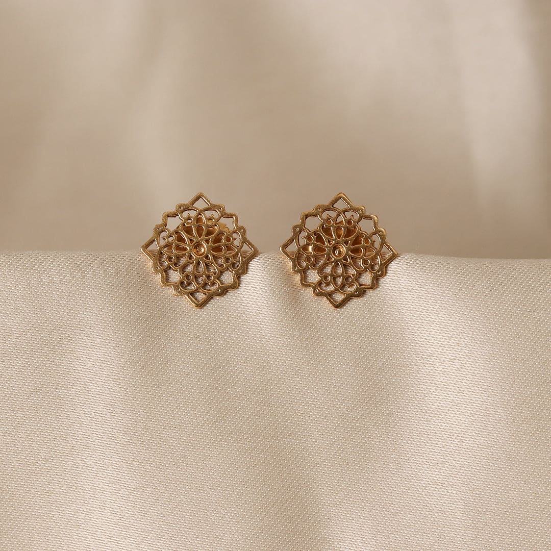 Gold-Plated Cutwork Earrings-1