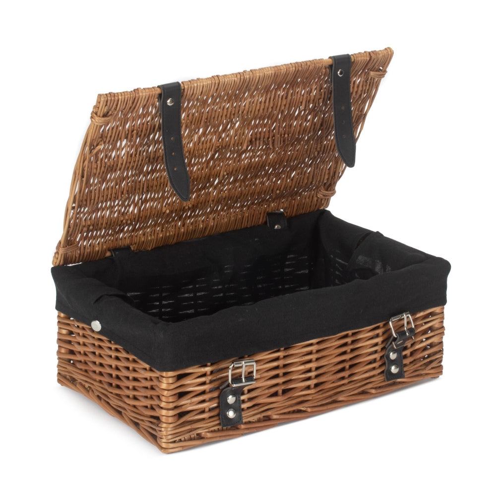 35cm Double Steamed Willow Wicker Picnic Basket-3