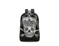 Fashion Punk Rivets Waterproof 3D Ghost Skull With Crown Backpack  Laptop