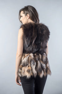 Black and light brown genuine fox fur vest by AA Vesa — view 2