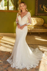 Wedding Dress Trumpet Silhouette 3/4 Sleeves