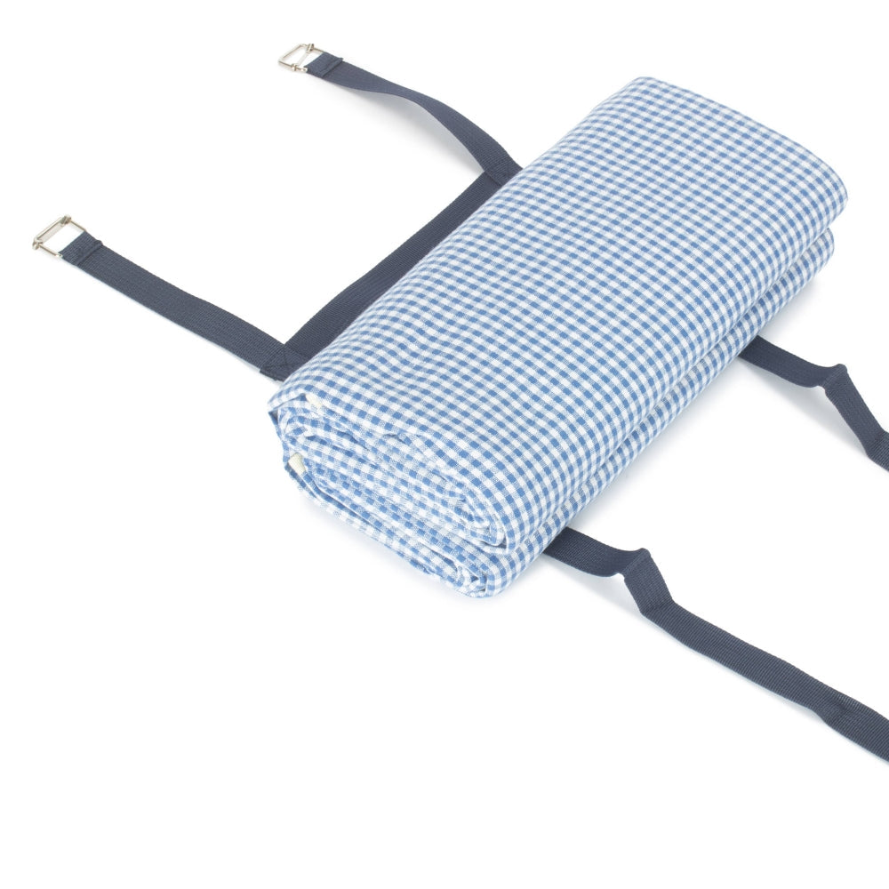 Blue and White Gingham Picnic Blanket-4