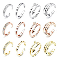 4Pcs Simple Alloy Crystal Foot Ring Adjustable Opening Toe Ring For Women Girl Summer Beach Vacation Jewelry Finger Ring