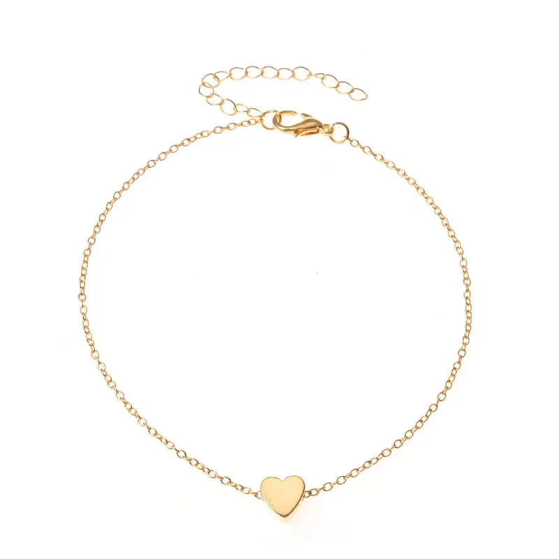 Trendy Beads Multilayer Summer Heart Anklet For Woman Bohemian Vintage Footwear Leg Bracelets 2021 Female Foot Jewelry Gifts New
