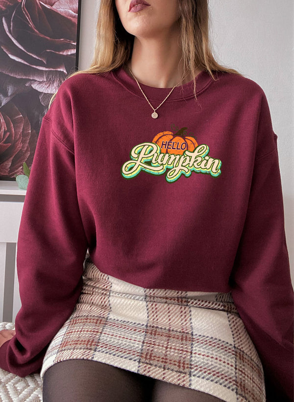 "Hello Pumpkin" Graphic Fall Sweatshirt