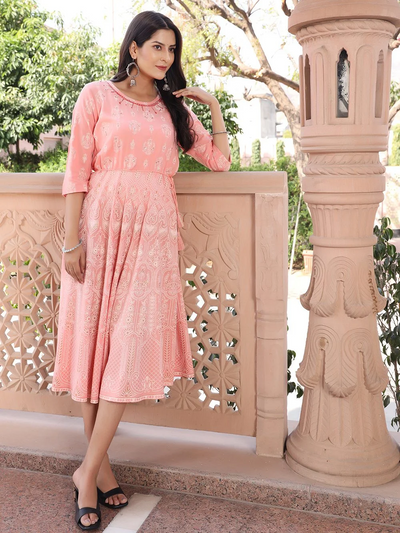 Handcrafted Rayon Anarkali Kurti with Intricate Embroidery