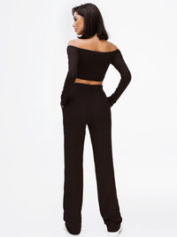 off the shoulder track suit in beige with pockets