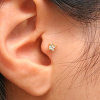 Princess heart shaped stud piercing earring with cubic zirconia — view 4