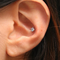 Princess heart shaped stud piercing earring with cubic zirconia — view 5