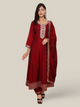 Woman Anarkali Suit Set with Pant-Dupatta