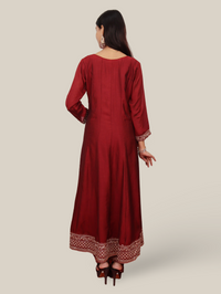 Woman Anarkali Suit Set with Pant-Dupatta-2