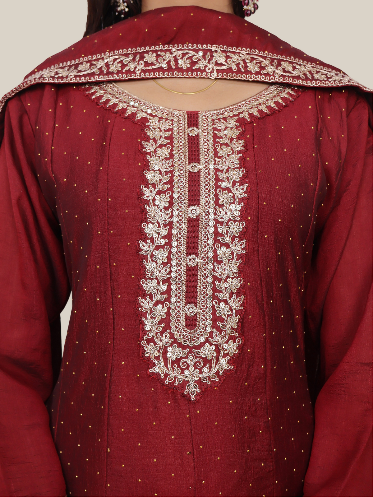 Woman Anarkali Suit Set with Pant-Dupatta-3