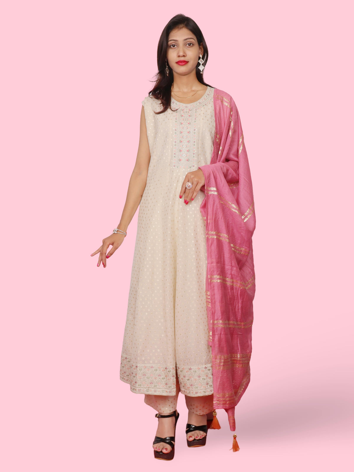 Women's Cotton Kurta-Pant, and Dupatta Set-0