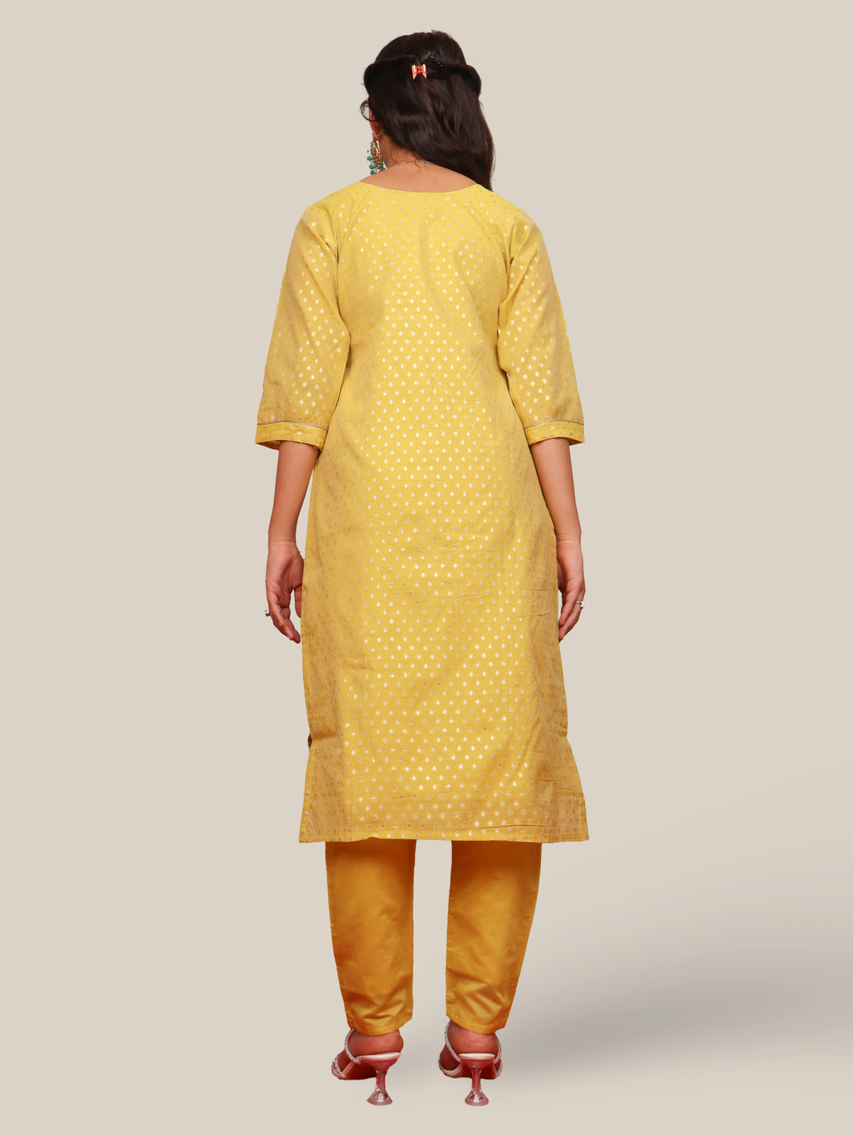 Silk Straight Kurti with Embroidery, Paired with Pant and Dupatta-2