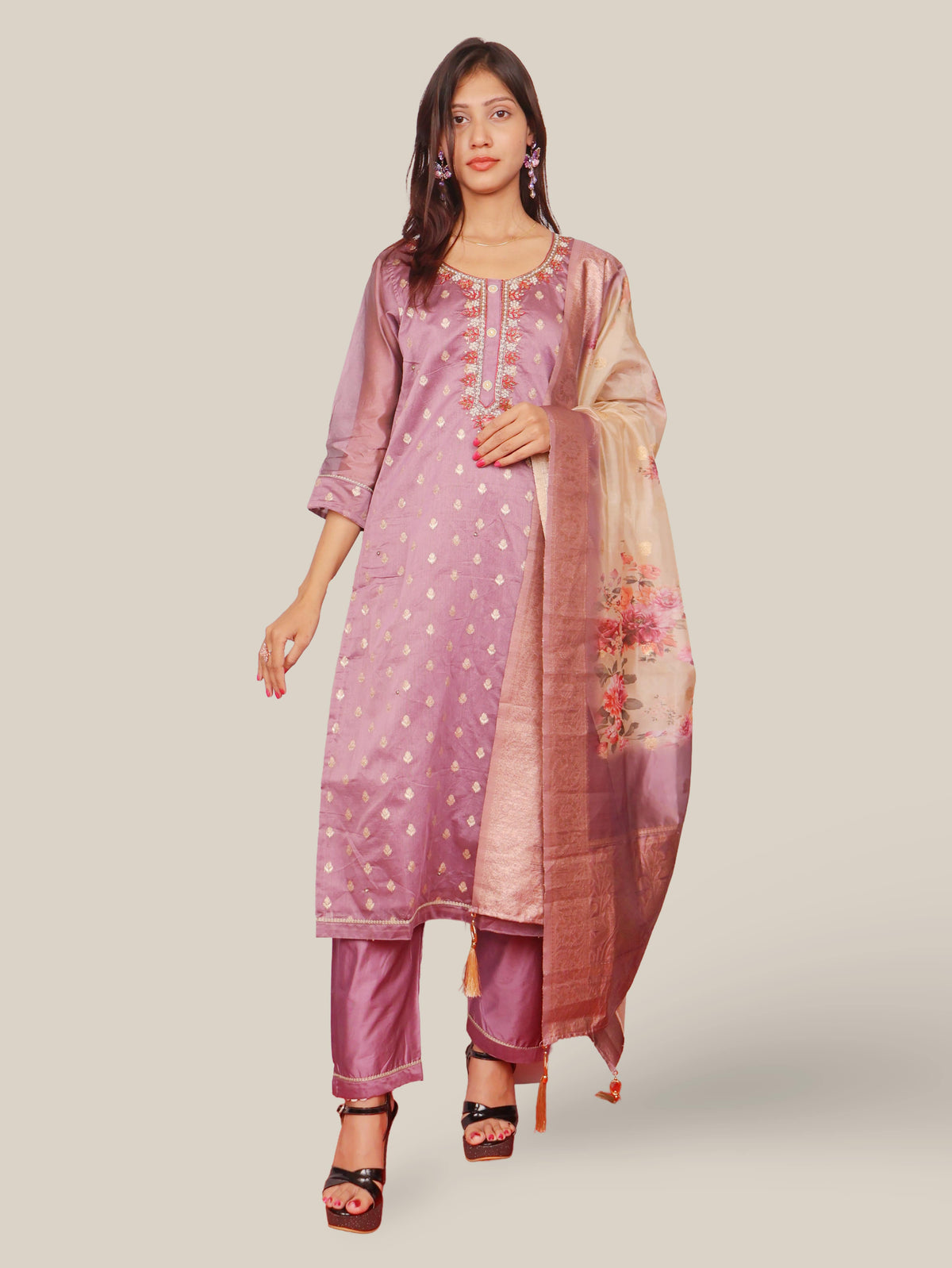 Women's Silk Kurta-Pant, and Dupatta Set-0