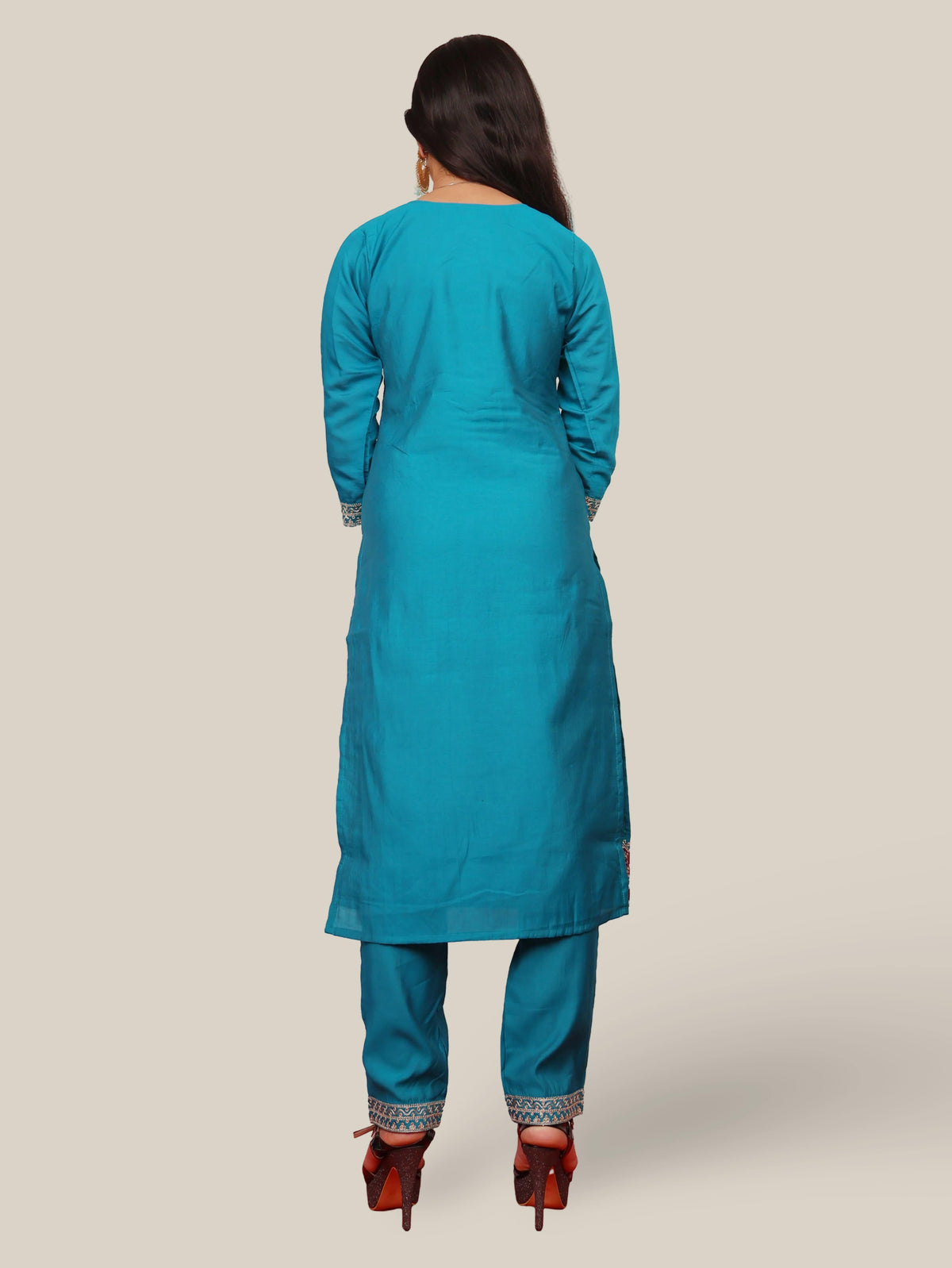 Woman Straight Suit Set with Pant-Dupatta-2