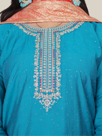 Woman Straight Suit Set with Pant-Dupatta-3