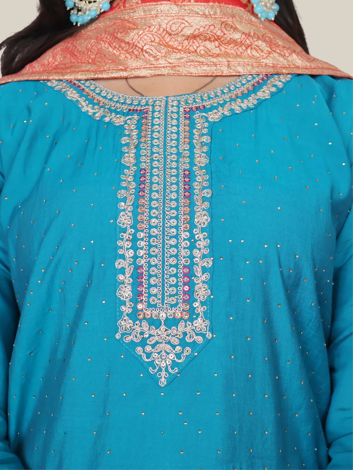 Woman Straight Suit Set with Pant-Dupatta-3
