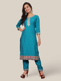 Woman Straight Suit Set with Pant-Dupatta-4