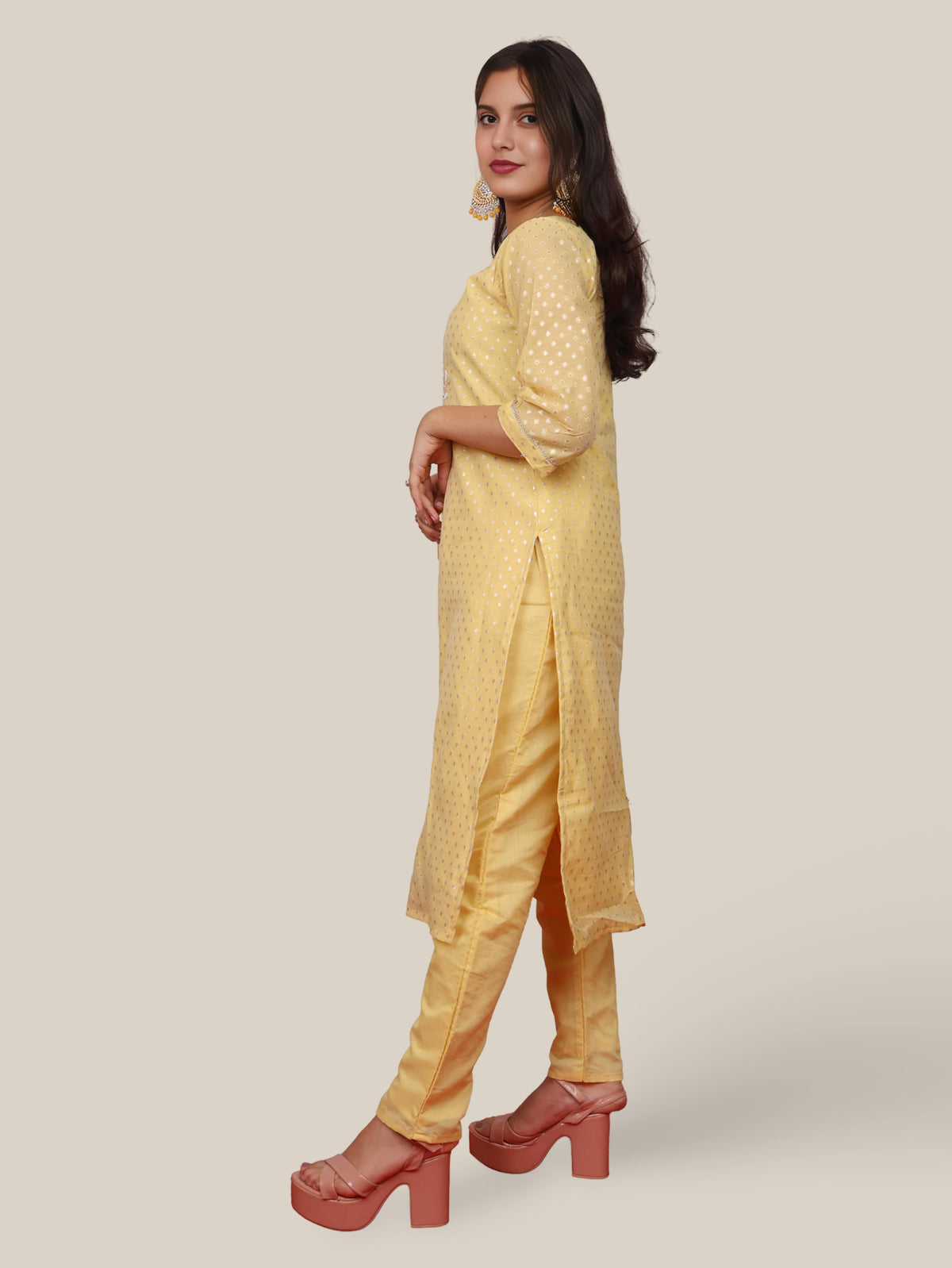 Woman Straight Suit Set with Pant-Dupatta-1