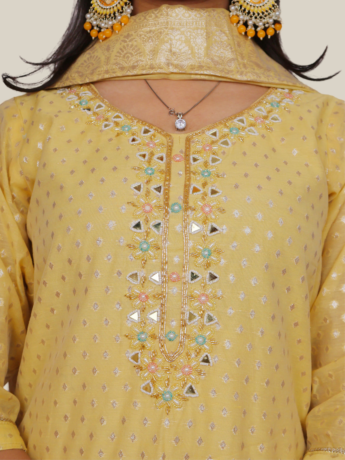 Woman Straight Suit Set with Pant-Dupatta-3