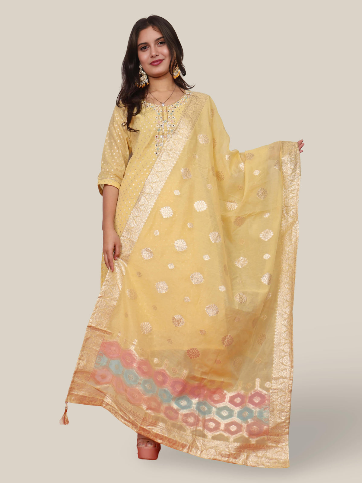 Woman Straight Suit Set with Pant-Dupatta-4