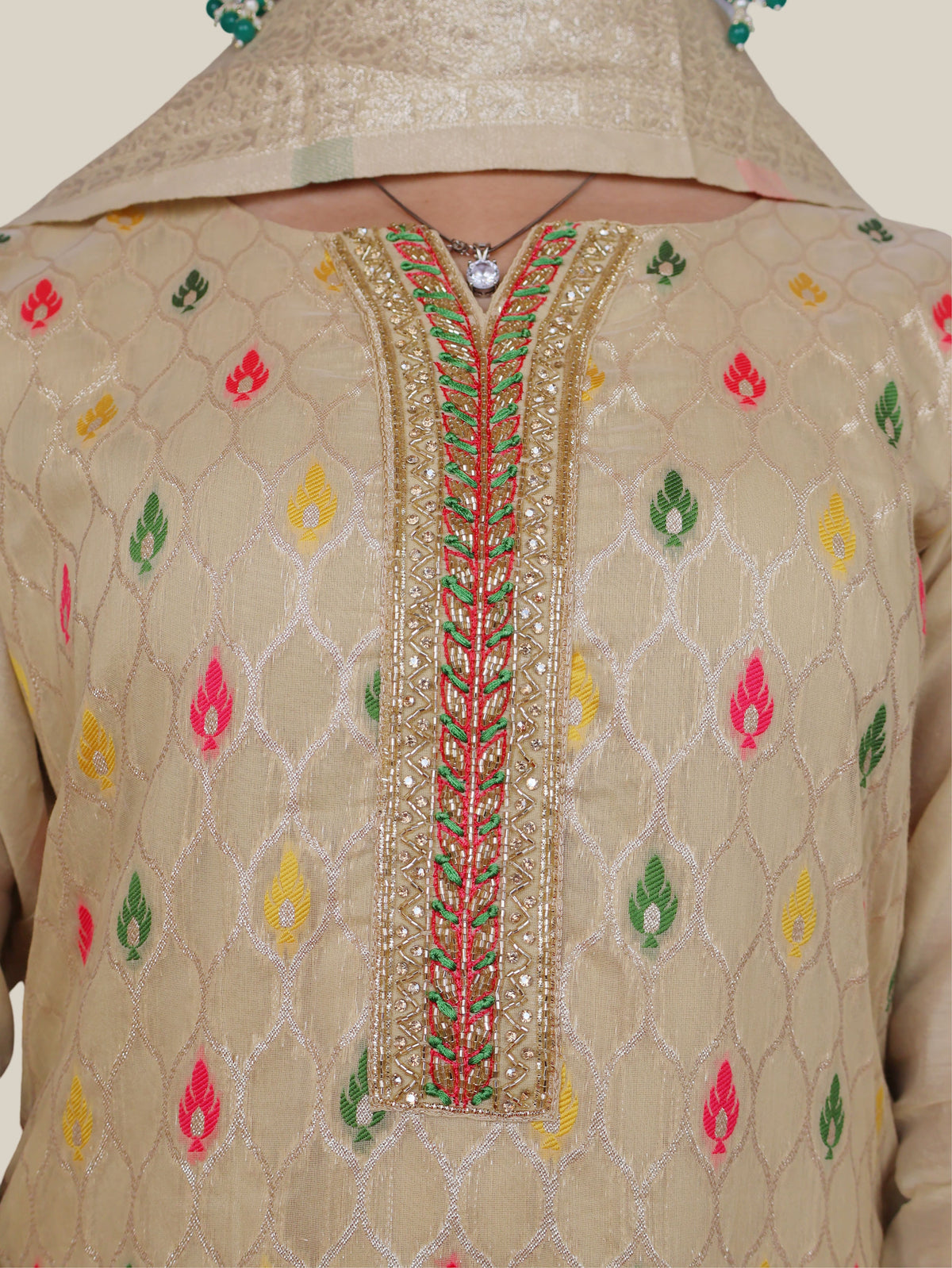 Woman Straight Suit Set with Pant-Dupatta