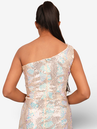 Starry Elegance Cream Sequins Maxi Dress by Shreekama