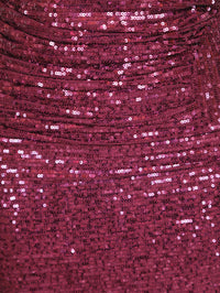Wine Sequins One-Shoulder Maxi Party Dress by Shreekama-4