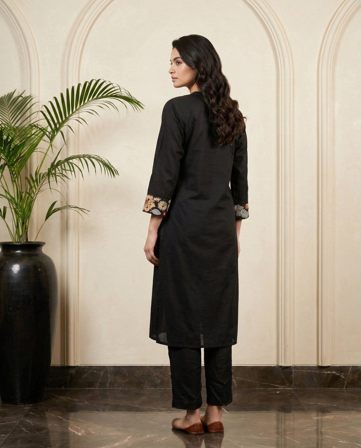 Embroidered Yoke Straight Kurta with Pants and Dupatta Set