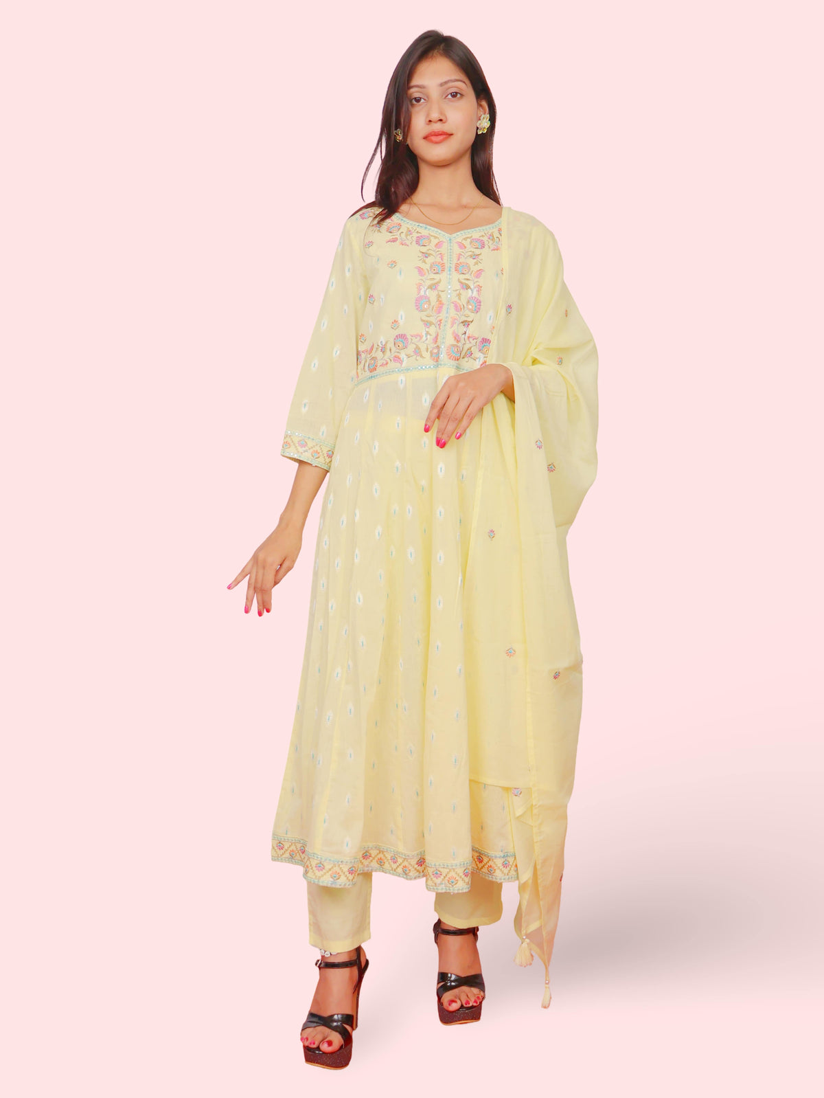 Women's Pure Cotton Kurta and Pant Set with Coordinated Dupatta-0