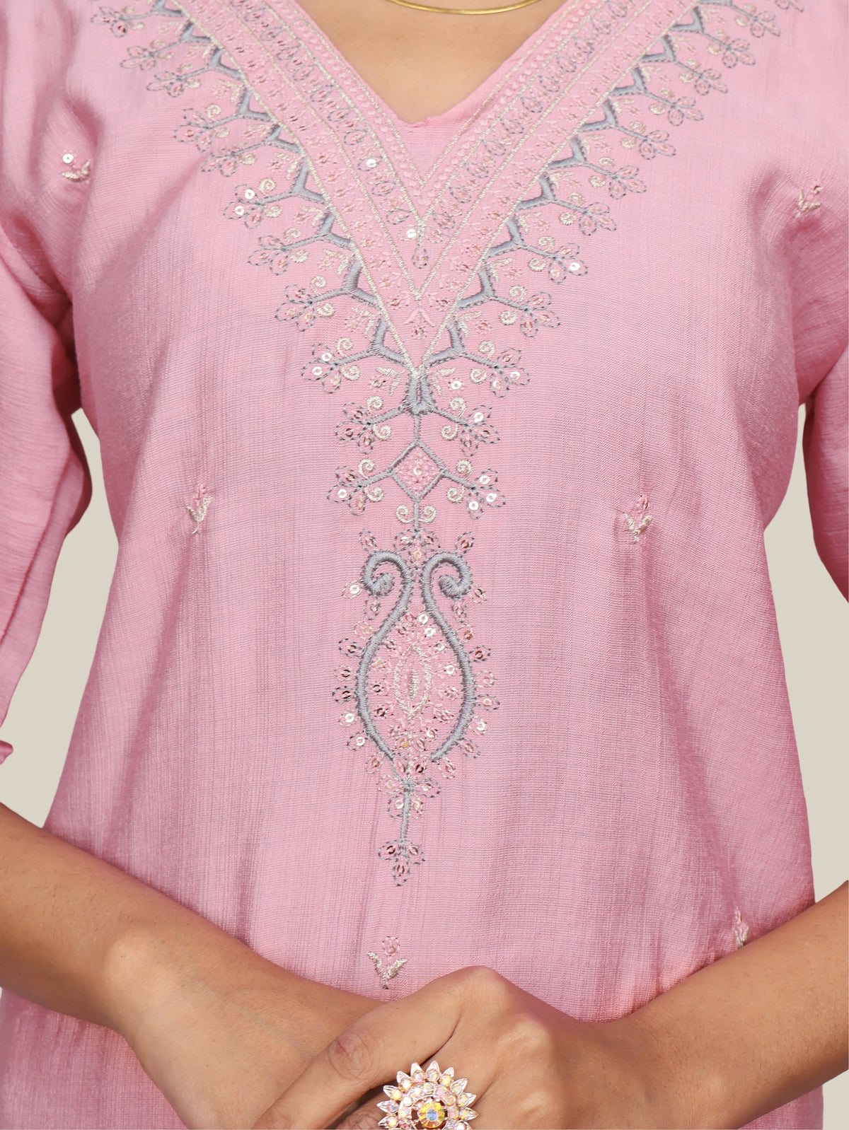 Cotton Kurti with Beautifully Embroidered Neckline