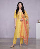 Hand-Embroidered Straight Kurta with Pants and Floral Printed Dupatta