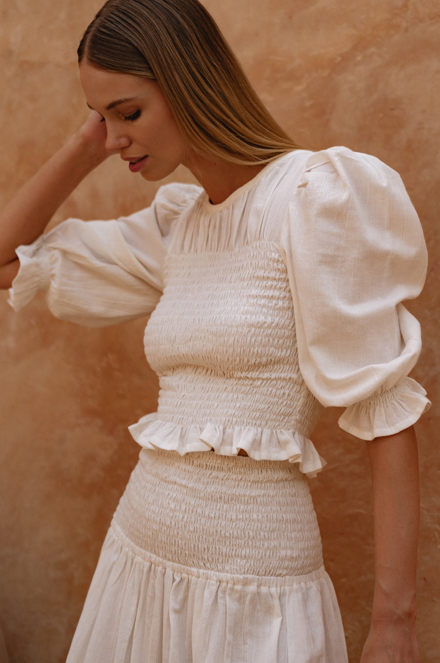 Jaffa Smocked Linen Top