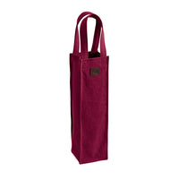 K0016XB | Canvas/ Genuine full-grain leather bottle holder bag, ruffled. Bordeaux/Brownhead color. Capacity: 1 bottle. Dimensions: 10 x 37 x 10 cm. Packaging: Polybag