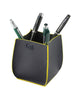 K0032DB | Desk Pen Holder made of genuine leather, full grain, dollar grain. Blue color with Yellow edges. Size: 8.5 x 8.5 x 12 cm. Packaging: gift box bottom/cover