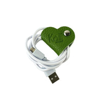 K0039EB | Heart Winder Made in Italy Genuine Full Grain Leather, Dollar Grain - Green Color - Size: 5 x 8 x 0.5 cm - Package: Hard Bottom/Lid Gift Box
