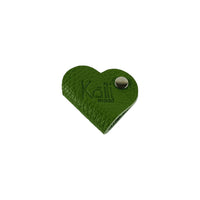 K0039EB | Heart Winder Made in Italy Genuine Full Grain Leather, Dollar Grain - Green Color - Size: 5 x 8 x 0.5 cm - Package: Hard Bottom/Lid Gift Box