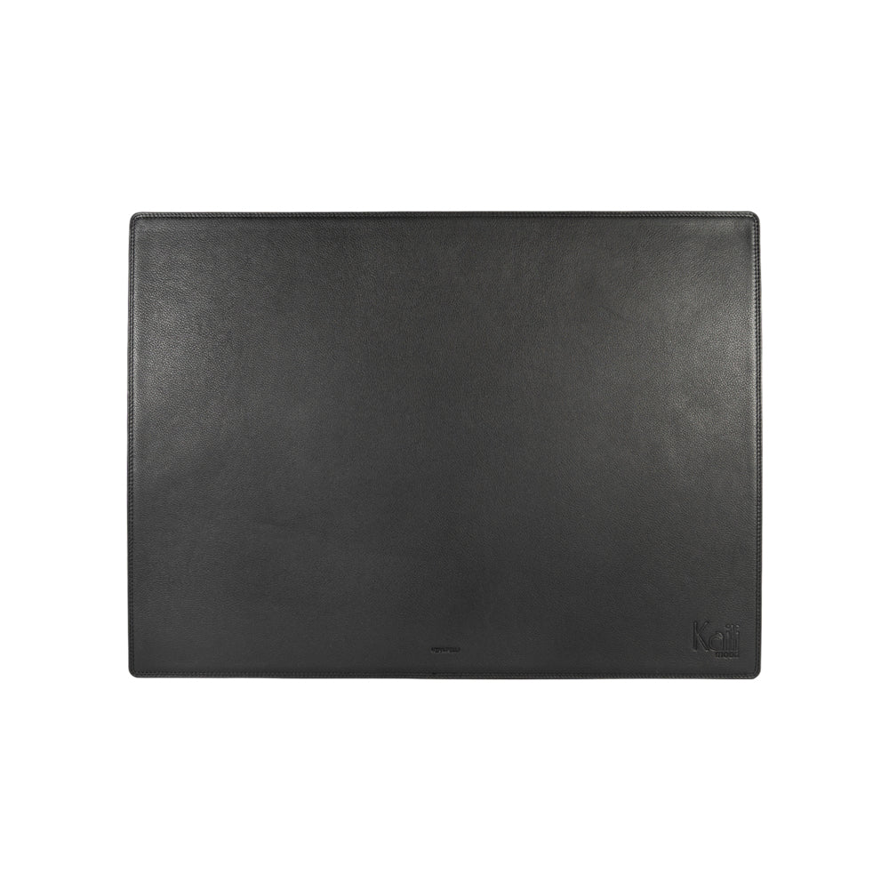 K0044AB | Genuine Full Grain Leather Desk Pad with Dollar Grain - Black Color - Size: 50 x 37 x 0.5 cm - Package: Black Cardboard Envelope