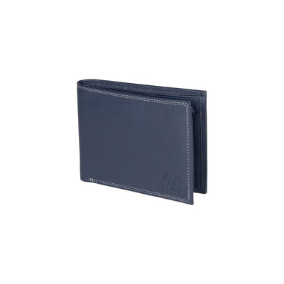 K10203DB | Men's wallet in genuine full-grain leather, with light grain. Blue color. Pocket p/coins. Size when closed: cm 12.5 x 9.3 x 1. Packaging: hard bottom/cover Gift Box