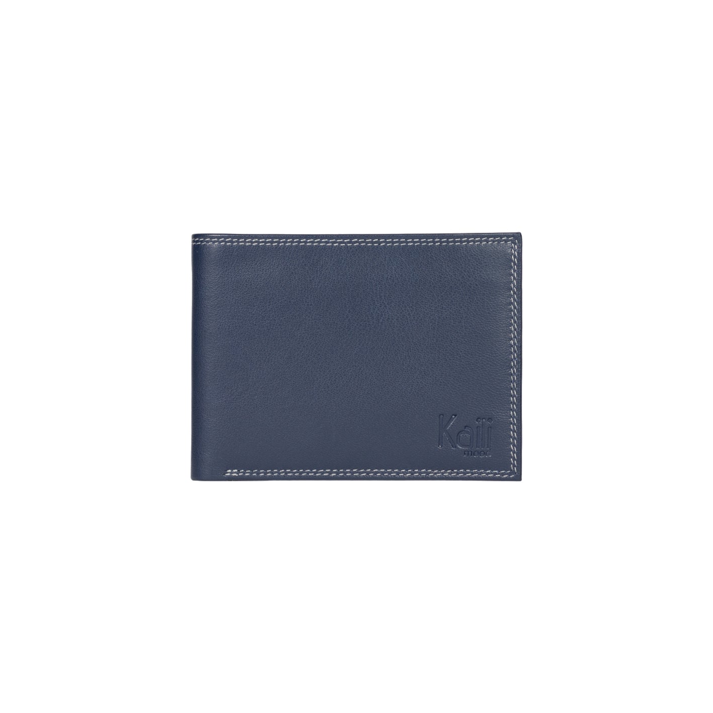 K10203DB | Men's wallet in genuine full-grain leather, with light grain. Blue color. Pocket p/coins. Size when closed: cm 12.5 x 9.3 x 1. Packaging: hard bottom/cover Gift Box