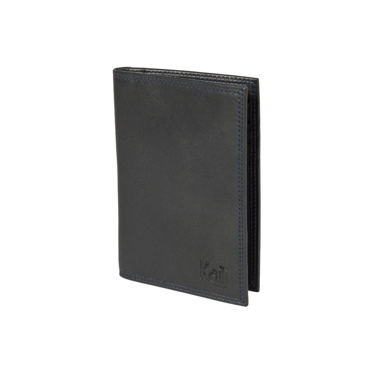 K10222AB | Document Holder + Passport in genuine full-grain leather, with light grain. Black color. Size when closed: 10 x 14 x 1 cm - Packaging: hard bottom/cover Gift Box