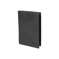 K10222AB | Document Holder + Passport in genuine full-grain leather, with light grain. Black color. Size when closed: 10 x 14 x 1 cm - Packaging: hard bottom/cover Gift Box