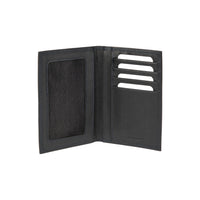 K10222AB | Document Holder + Passport in genuine full-grain leather, with light grain. Black color. Size when closed: 10 x 14 x 1 cm - Packaging: hard bottom/cover Gift Box