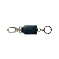 K10542FB | Smooth full-grain genuine leather keychain. Gray color. Polished nickel accessories. Total dimensions: 3 x 16 x 0.5 cm. Packaging: hard bottom/cover Gift Box